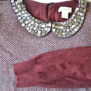 Burgundy Sweater with Jeweled Peter Pan Collar